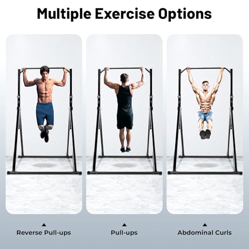 Foldable Pull Up Bar, Pull Up Dip Station For Home Gym Strength Training Equipment, Adjustable Height Home Power Tower Horizontal Bar for Sports Center School 440.92LBS Capacity
