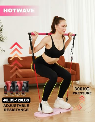 HOTWAVE Push Up Board, Portable PushUp Board, Foldable 20 in 1 Push Up Bar - color: Pink