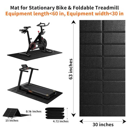 Exercise Bike Mat, Compatible with Peloton Bikes, 63"x30", Bike Trainer Mats, Mat for Indoor Stationary Spin Bikes Treadmill Walking Pad on Hardwood Floor Carpet Protector