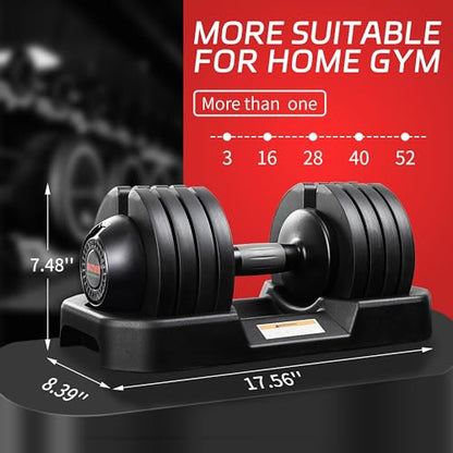 ALTLER Adjustable Dumbbell Set, 25/52LB Pair with Tray for Workout Strength Training Fitness, Adjustable Weight Dial Dumbbell with Anti-Slip Handle and Weight Plate for Home Exercise - size: 52LBS PAIR