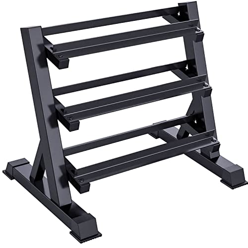 3-Tier Dumbbell Rack Multilevel Weight Storage Organizer for Home Gym, Weight Rack for Dumbbells, Kettlebells, (Rack Only)