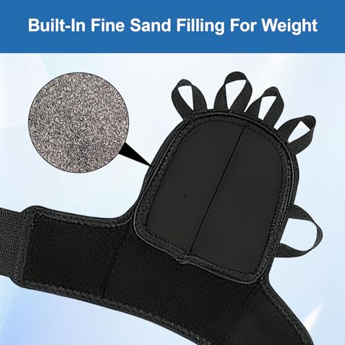 Weighted Training Gloves for Hand Stability and Dexterity - Fingerless Grip Strengthening Gloves for Tremors, Endurance, Boxing, and Fine Motor Skills (Black,Universal size)