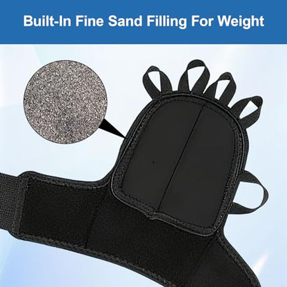 Weighted Training Gloves for Hand Stability and Dexterity - Fingerless Grip Strengthening Gloves for Tremors, Endurance, Boxing, and Fine Motor Skills (Black,Universal size)