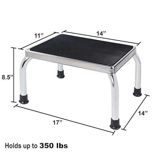 Vaunn Medical Foot Step Stool 350lbs Heavy-Duty Welded Steel Legs, Fully Welded Single Construction Frame, Anti-Skid Rubber Platform