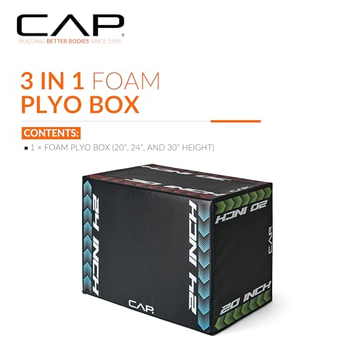 CAP Barbell 3-in-1 Foam Plyometric Jump Box – Adjustable Heights for Home Gym, HIIT, Step-Ups, Agility Drills & Strength Training