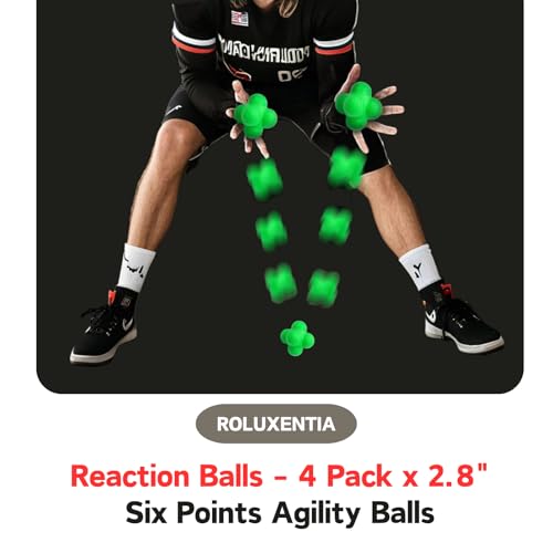 Reaction Balls 4 Pack, 2.8 Inch - Baseball Handball Reflex Training Equipment, Hand-Eye Coordination, Speed Reflex Trainer for Agility Games and Garden Family Gatherings