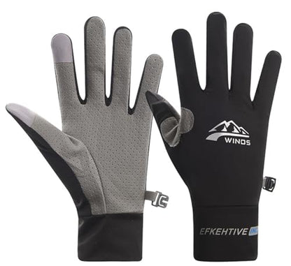 Full Finger UV Protection Gloves - Women & Men, Thin Fishing, Hiking, Cycling, Driving, Gym Gloves - color: Black, size: Medium