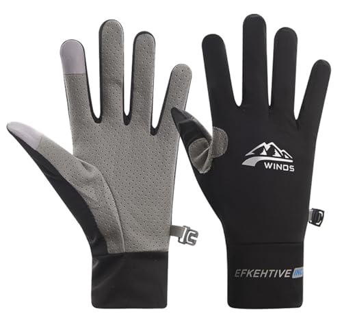 Full Finger UV Protection Gloves - Women & Men, Thin Fishing, Hiking, Cycling, Driving, Gym Gloves - color: Black, size: Medium