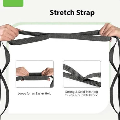 Stretching Strap Yoga Strap for Home Workout, Exercise, Pilates and Gymnastics, 10 Loops Non-Elastic Stretch Bands with Aesthetic Packaging for Women & Men