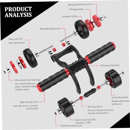 Ab Roller Exercise Wheel, Ab Roller Automatic Rebound Abs Trainer 4 Wheels Heavy Duty Abdominal Wheel with Kneeling Mat Non-slip Low Noise Core Workout