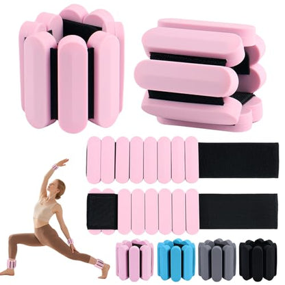Wrist Weights – Adjustable Ankle Wrist Weights for Women & Men – Set of Weighted Bangles 2 lbs (1 lb Each) | Arm and Leg Weights for Pilates, Yoga, Running & Walking