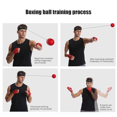 Boxing Reflex Ball – Silicone Headband | 3-Level Reaction Speed Training Kit | 20g 60g 80g Punch Balls with Gloves for Adults Kids Eye-Hand Coordination and Home Gym Daily Fitness and Entertainment