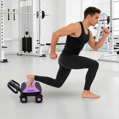 Ab Wheel Roller, 4-Wheel Abdominal Roller with Elbow Support - color: Purple