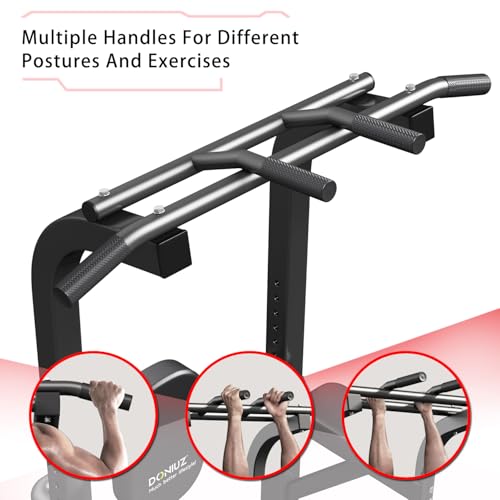 Power Tower Pull Up Bar and Dip Station, Multi-Function Home Gym, Strength Training Fitness Equipment, Height Adjustable - color: Black-02