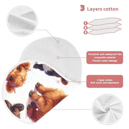 Little Highland Cows Muslin Burp Cloths 2 Pack - Extra Large 22"x11", 4-Layer Soft Absorbent Cotton, Waterproof Backing, Baby Drool Rags for Newborn