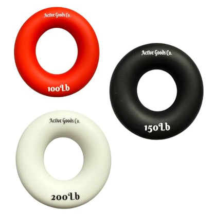 Hand Exerciser - PROFESSIONAL GRADE, Set or Single, Different Sizes. Visit to see more! Bague classique en silicone parfaite pour améliorer la force, la puissance et la vitesse dans les poignets. - size: 5 Set - 100-150-200 lb