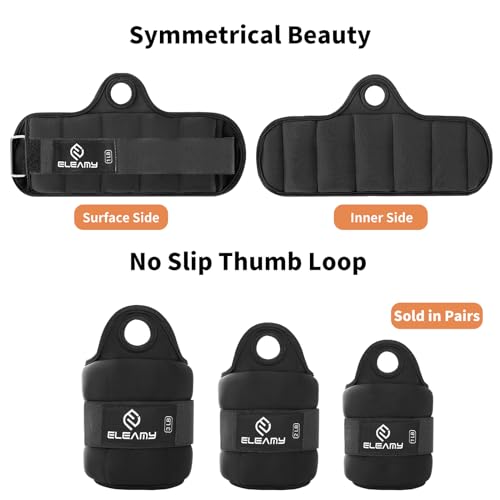 ELEAMY Wrist Weights for Women & Men - 0.5/1/1.5/2/3lb*2 Pairs - color: Black, size: 3.0 Lbs Each (6.0 Lbs Pair)