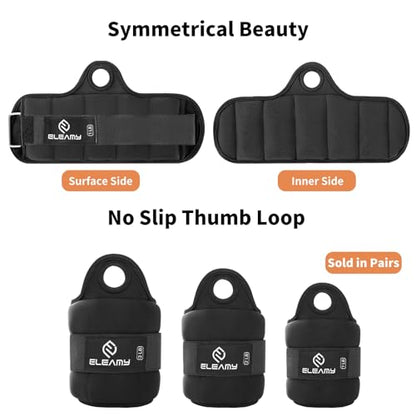 ELEAMY Wrist Weights for Women & Men - 0.5/1/1.5/2/3lb*2 Pairs - color: Black, size: 1.0 Lbs Each (2.0 Lbs Pair)