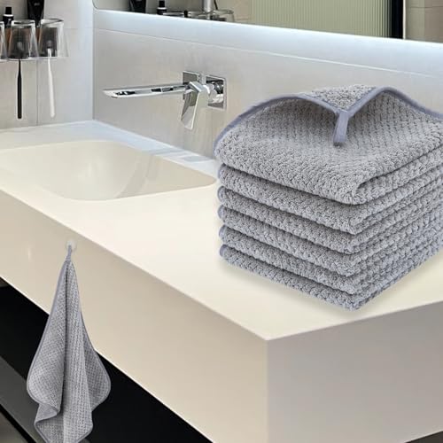 Washcloth Set for Bathroom - Quick Drying - Ultra Soft Microfiber Absorbent Towel for Bath Fitness, Gym, Shower, Hotel, and Spa - 13x13 Inch | Set of 6, Grey