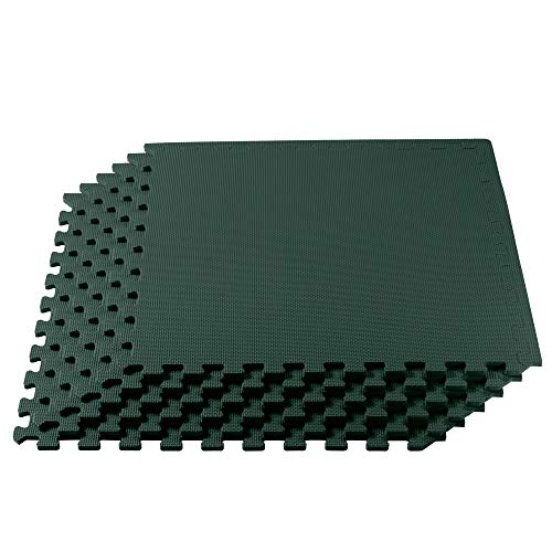 We Sell Mats 1/2 Inch Thickness Multipurpose EVA Foam Floor Tiles, Interlocking Floor Mat for Indoor Gym and Home Use, 24 in x 24 in, Hunter Green, 48 Square Feet (12 Tiles) - color: Hunter Green, style: 48 Square Feet (12 Tiles)