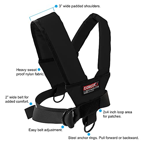 CCS ComCor Pro Sled Harness with Padded Shoulders, Includes 9' Pull Strap and Drawstring Bag - Made in USA