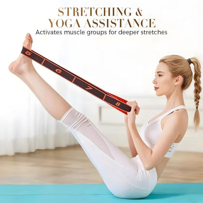 Fitness Resistance Band for Stretching and Yoga, Stretch Strap, Elastic Yoga Stretching Strap, Multi-Loop for Physical Therapy, Pilates, Yoga, Dance & Gymnastics Exercise - color: Purple