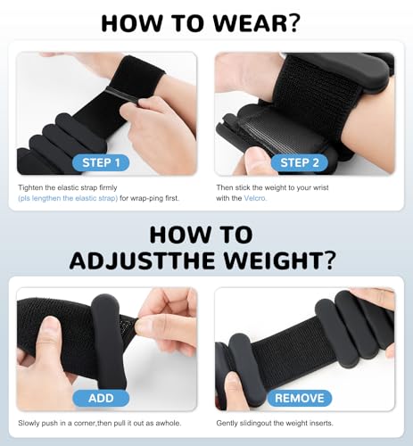 Ankle Weights Wrist Weight for Women Men, Set of 2, 1 lb/2 lb Each - color: Black, size: 2lb each weight (4lbs Pair)