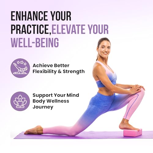 Live Well Pink Yoga Block - EVA Foam Yoga Brick for Support, Stretching, & Alignment - Yoga Accessories for Home & Studio - 3x6x9 inches