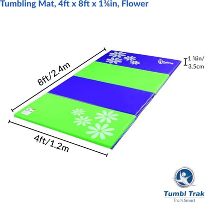 Tumbl Trak Gymnastics Folding Tumbling Panel Mat - color: Flower, size: 4'x8'x1.38"