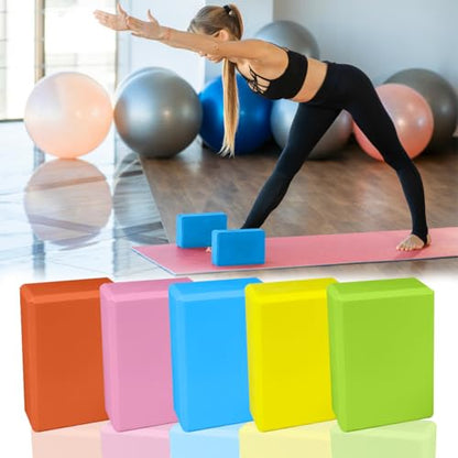 5 Pcs Foam Yoga Blocks,Eva Yoga Blocks Bulk,Colorful Non-Slip and Sturdy Foam Yoga Block for Stretching,Pilates,Men and Women Flexibility Training