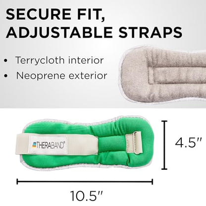 Theraband 25871 Comfort Fit Ankle & Wrist Cuff Wrap Weight Set, 1.5lbs, Green - size: Level 2 / 1.5lb - Green