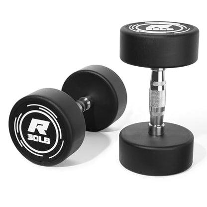 RitFit 5-250 LBS PVC Encased Round Dumbbell sets with Knurled Handle and Optional Rack, Strength Training Equipment for Home Gym - style: 30LB×2