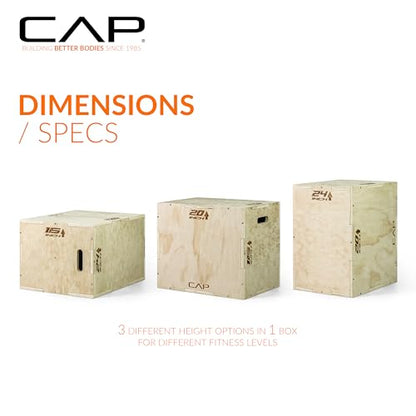 CAP Barbell 3-in-1 Plyometric Box | Multiple Styles and Sizes - size: 24in x 20in x 16 in, style: WOOD
