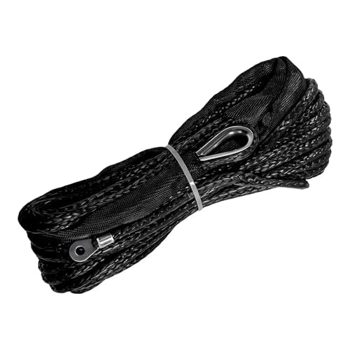 1/4 in x 50 ft Synthetic Winch Rope, 7700 LBS Breaking Strength Winch Line with Protective Sleeve, Heavy Duty Recovery Tow Rope for ATV UTV SUV Truck 4WD Off Road Vehicle - color: 1/4 in x 50 ft
