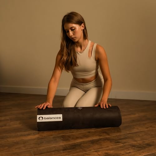 Yoga Mat With Strap 5mm Non Slip Suede & TPE - Eco-Friendly Fitness & Exercise Mat for Home Gym, Pilates, Hot Yoga, and Meditation - Lightweight Durable 72 x 24 inch Workout Mat for Women, Men