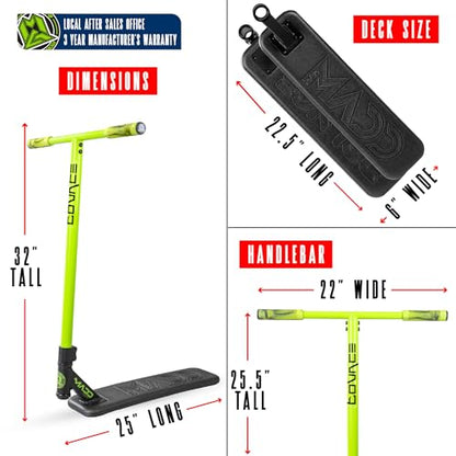 Bounce Trampoline Pro Scooter for Tricks – Real Headtube, Pro T-Bar, Foam Deck – Indoor & Outdoor Stunt Practice – Madd Gear