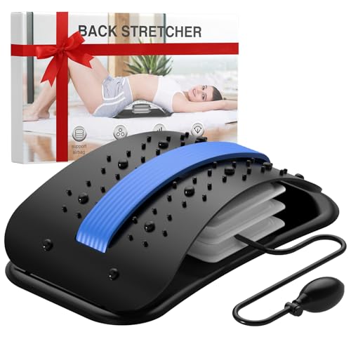 Docemel Back Stretcher for Lower Back Pain Relief,Adjustable Inversion Lumbar Traction Device,Lumbar Support Board for Spinal Decompression and Scoliosis,Back Support Sciatica Pain Relief - color: Black