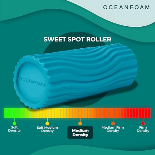 Sweet Spot Medium Exercise Foam Roller 14"x5.5" – Medium Density Travel Foam Roller for Physical Therapy, Deep Tissue Massage, Yoga, Pilates, Classic Exclusive Wave Texture (Miami Blue) - color: Miami Blue
