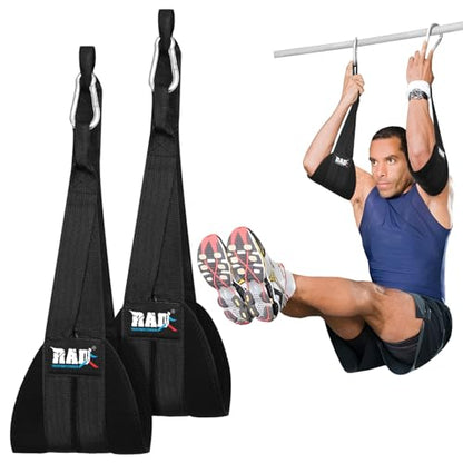RAD AB Straps for Pull-up Bar & Core Strength Training Premium Quality (Pair) Soft Padded AB Swing Sling Abdominal Muscle Building for Men & Women Non-Slip Hanging Arm Trainer for Leg & Knee Raises