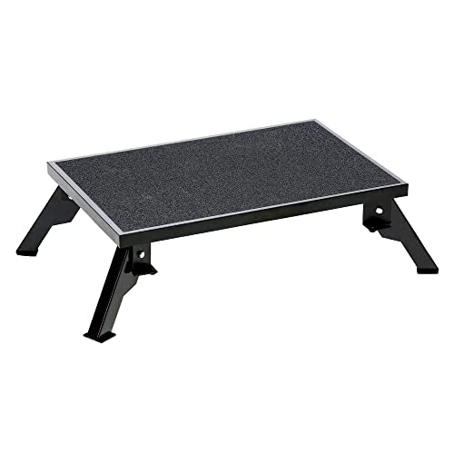 Stromberg Carlson 24″ x 16″ Adjustable RV Platform Step, Heavy-Duty Rust-Resistant Steel, Portable Step Stool for Campers, 4″ and 8″ Height, 300 lbs Capacity, Non-Skid Surface & Folding Legs