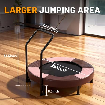 36" Foldable Mini Trampoline for Kids, Indoor Outdoor Small Rebounder Trampoline with Foam Handle & Safe Thickened Cover, Toddler Trampoline, Perfect Toddler Gift for Boys & Girls