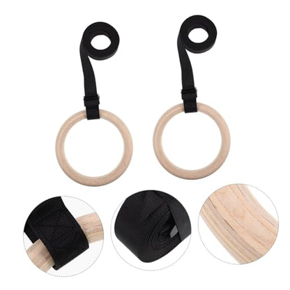 Wooden Gymnastic Rings with Adjustable Straps Bodyweight Workout Rings for and Reliable Exercise Equipment for Strength and Flexibility