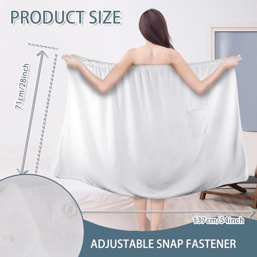 Women's Spa Wrap Microfiber Lightweight Knee Length Bath Body Wrap Shower Towels with Adjustable Closure 28 Inch x 54 Inch White