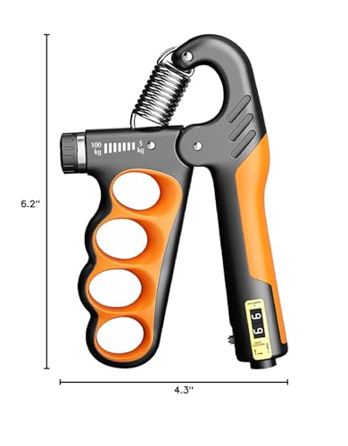 Grip Strength Trainer with Adjustable Resistance & Automatic Counter - color: Orange