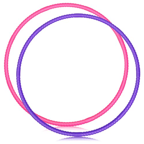 2 Pcs Toy Hoop Exercise Hoop Detachable Adjustable Plastic Hoops Playground Equipment for School Colored Hoops Circles Exercise Ring for Teens Dog Agility Equipment - color: Pink and Purple