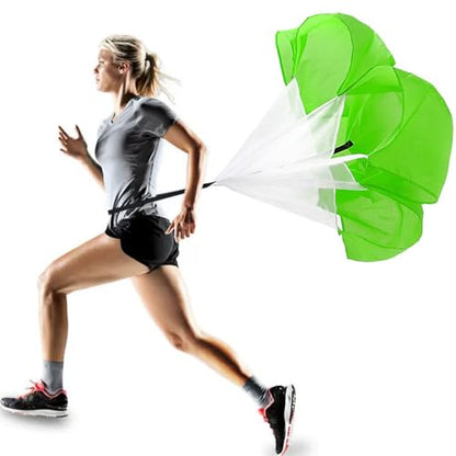 Qtopun 56 Inches Running Speed Training Parachute, Speed Chute Resistance Powerchute Umbrella with Adjustable Strap for Running, Football, Soccer Speed Training - color: Green