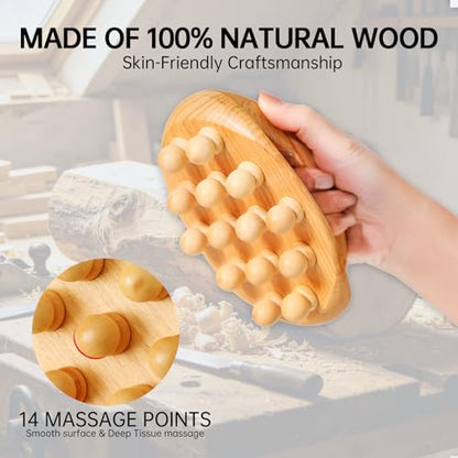 Wood Therapy Massage Tools, Cellulite Massage Tool Wooden Massage Body Brush, Itchy Skin Relief, Body Shaping,Professional Maderoterapia Kit Meridian Pressure Brush, Lymphatic Drainage Massager