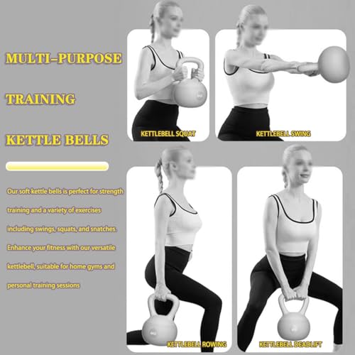 Kettlebell Weights Women's Fitness Shaping Soft Kettle Ball, Dumbbell For Office Exercise, Beginner/professional, Protective PVC Shell(Yellow-grey-5kg)