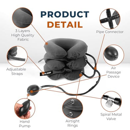 Cervical Neck Stretcher and Cervical Traction Device, Inflatable Neck Traction Device for Home Use, Decompression Devices and Support Brace for Pinched Nerve Relief, Extender Pillow and Hammock