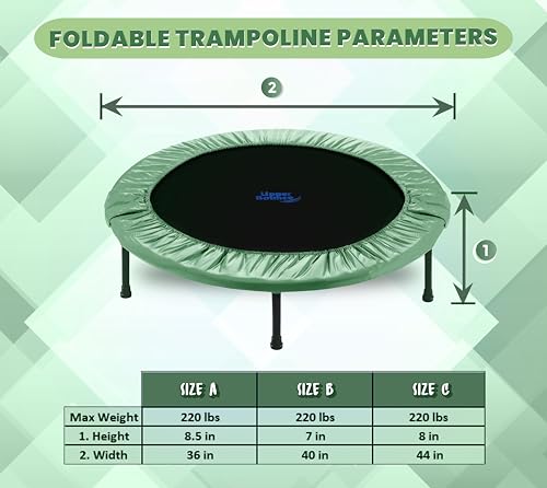 Machrus Upper Bounce 36" Mini Trampoline for Adults - Small Rebounder Trampoline with Durable Jumping Mat, Portable & Foldable